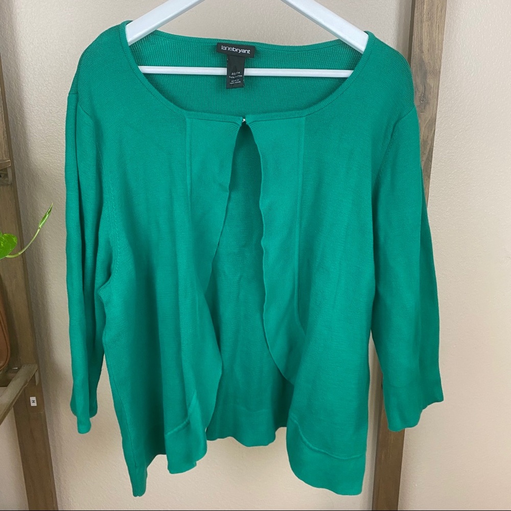 Lane Bryant Green Eyelet Cardigan
